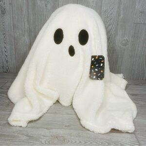 Large 16 inch ghost plush throw pillow weighted Sherpa material Halloween fall